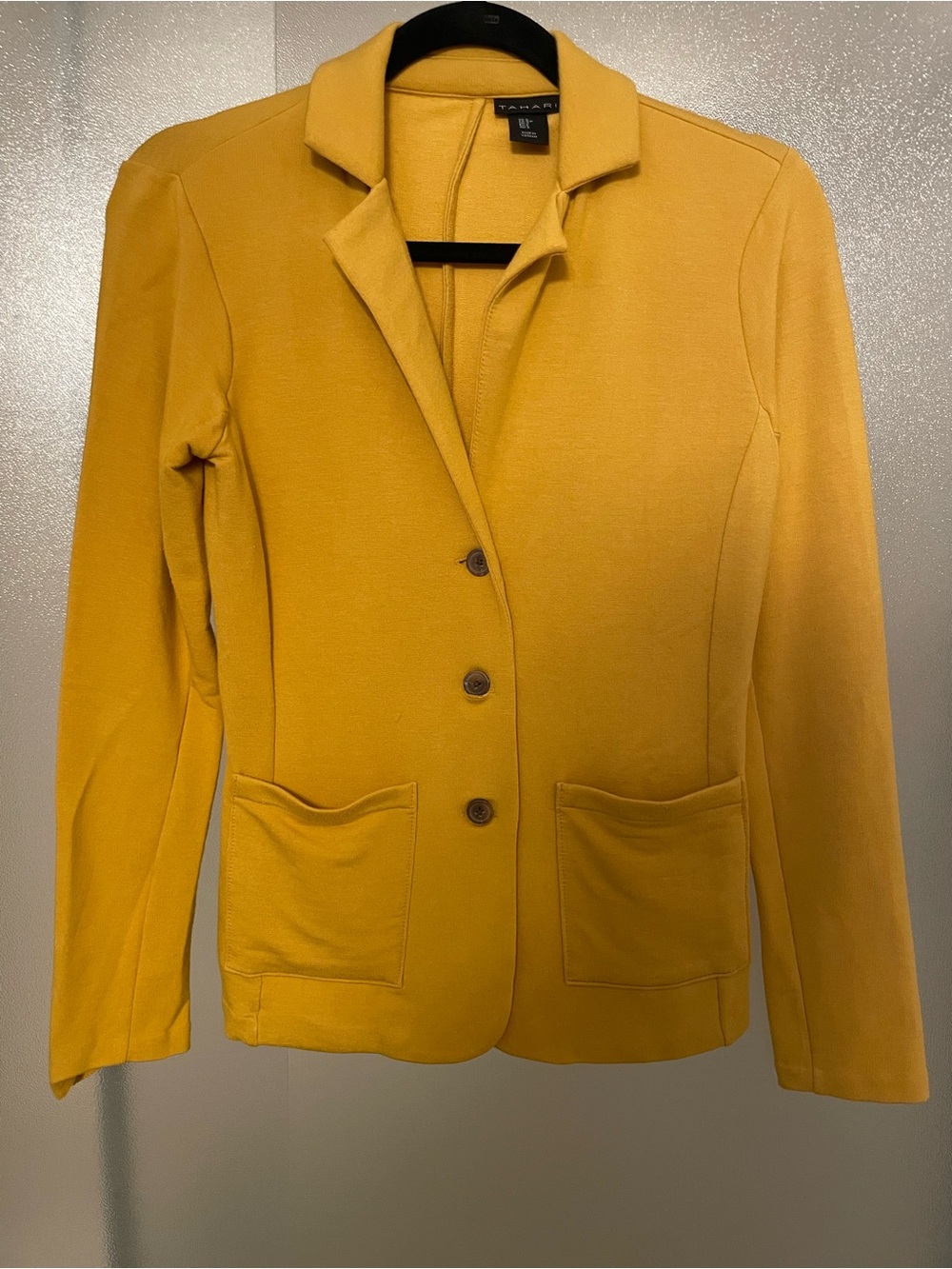 Tahari Bright Mustard Yellow Stretch Blazer